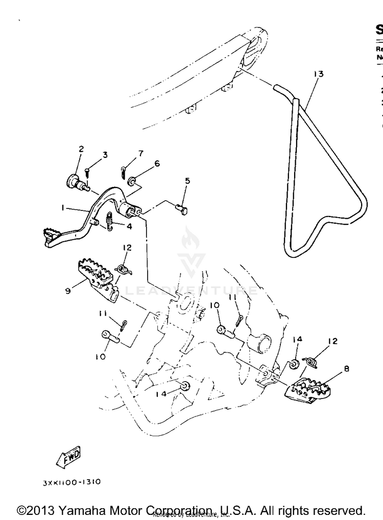 Stand - Footrest YZ250E - 1993 Schematic