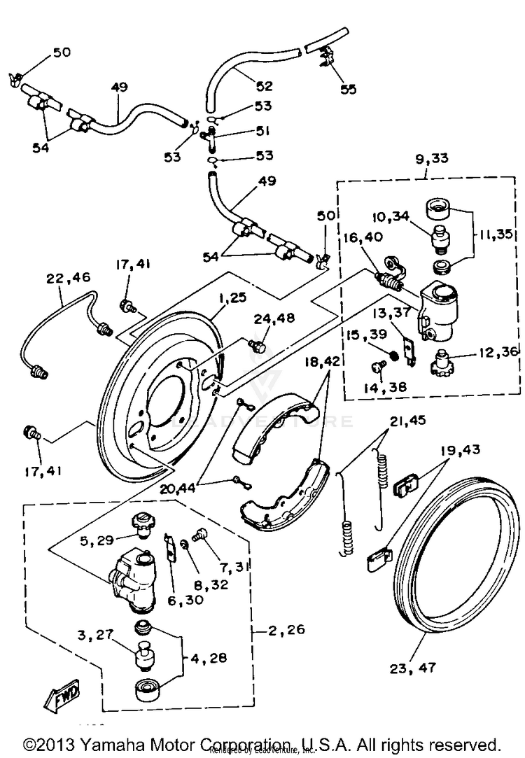 Front Brake BIG BEAR 4WD - YFM350FWB - 1991 Schematic