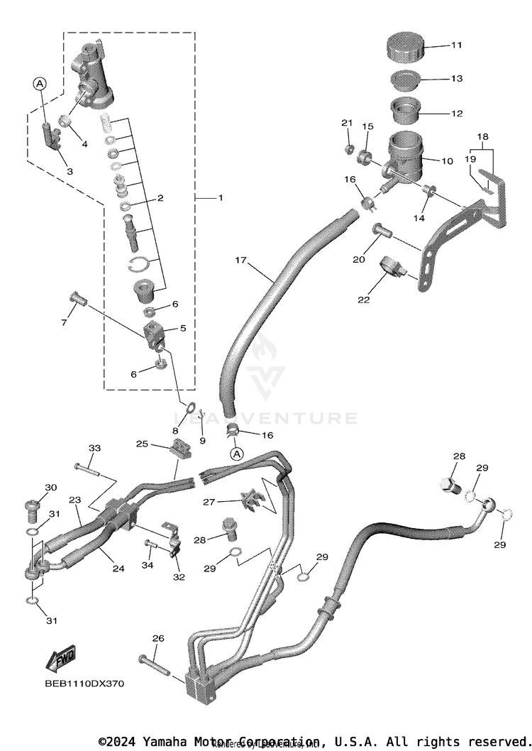 Rear Master Cylinder YZFR7 - YZFR7SCB - 2025 Schematic