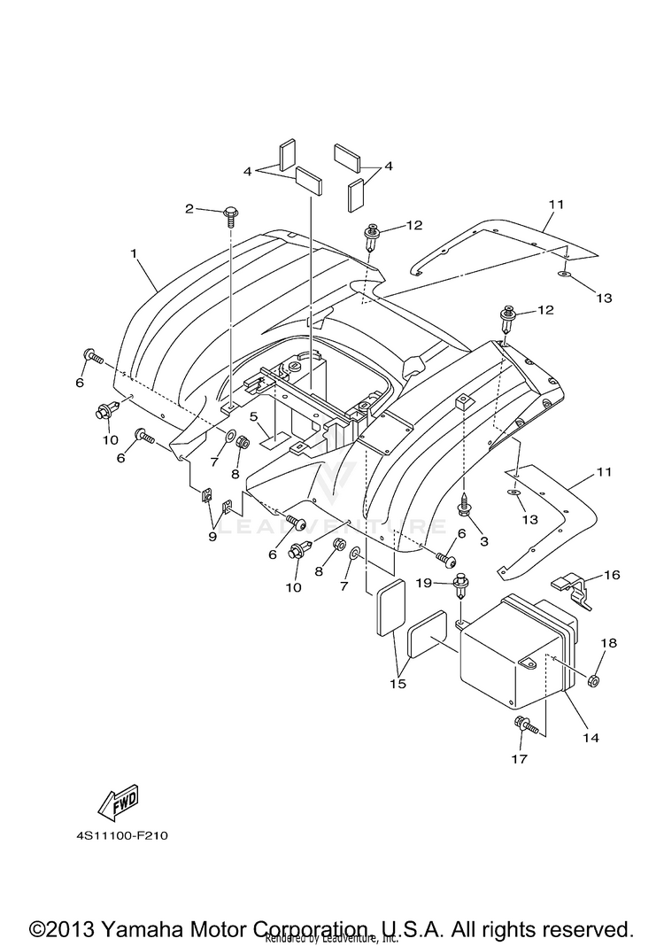 Rear Fender BIG BEAR 400 4WD - YFM40FBX - 2008 Schematic