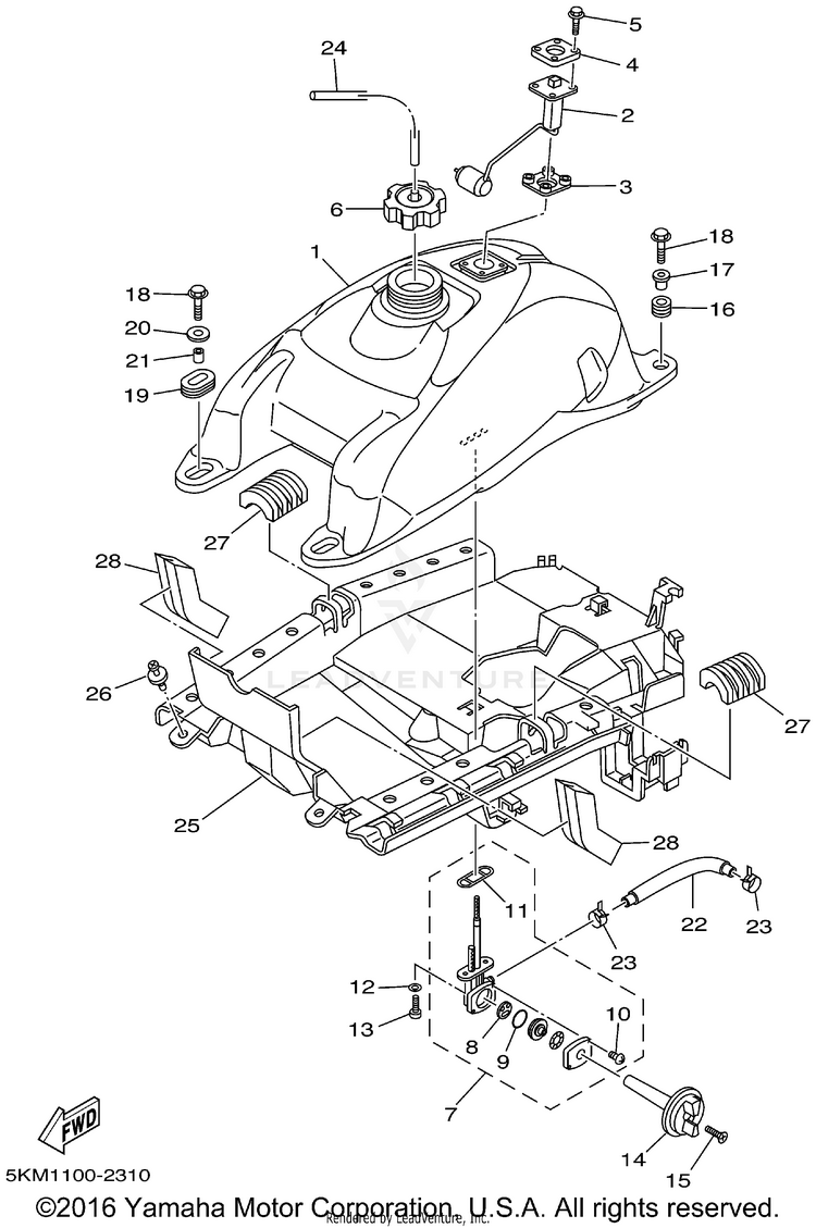 Fuel Tank GRIZZLY 600 METALLIC SILVER - YFM660FPS - 2002 Schematic