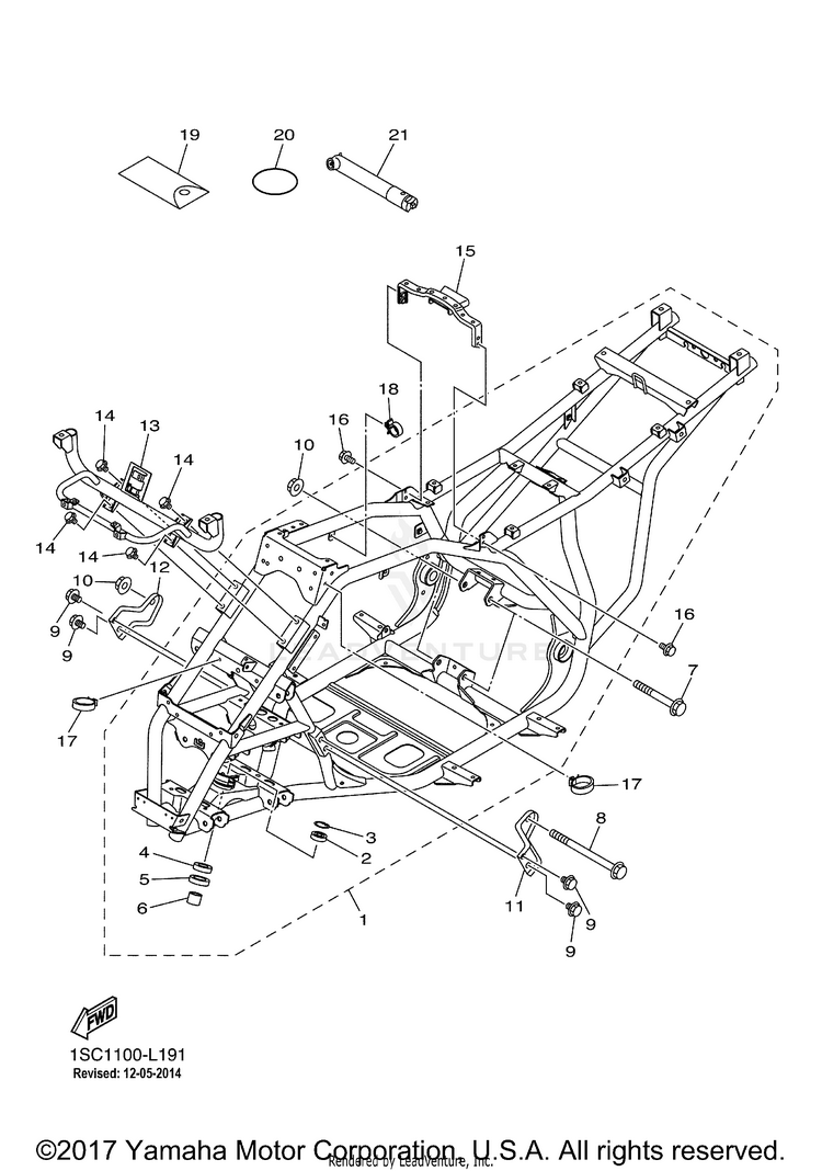 Frame GRIZZLY 300 - YFM30GBGR - 2012 Schematic