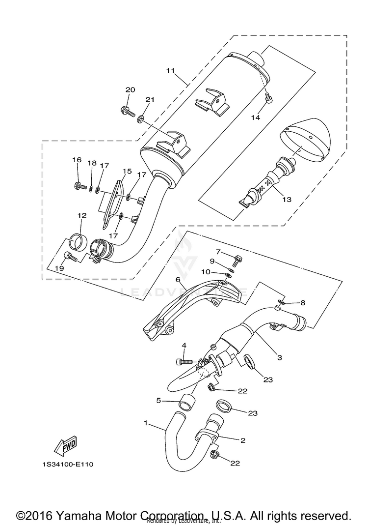 Exhaust RAPTOR 700 - YFM700REL - 2014 Schematic