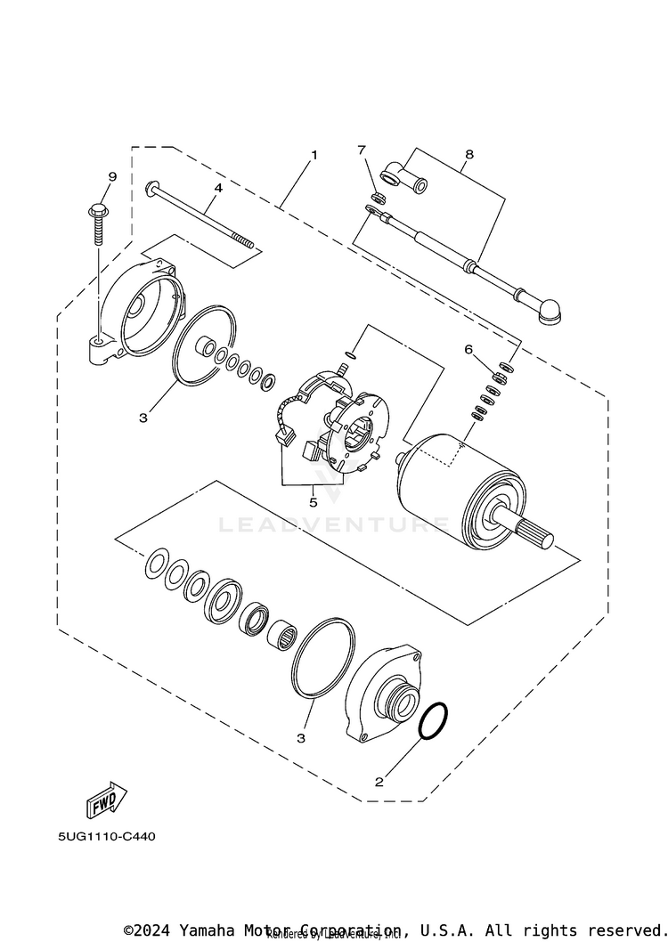 Starting Motor RHINO 660 - YXR660FAS - 2004 Schematic