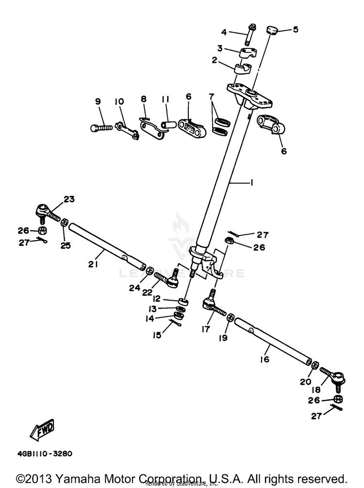 Steering KODIAK 4WD - YFM400FWJ - 1997 Schematic