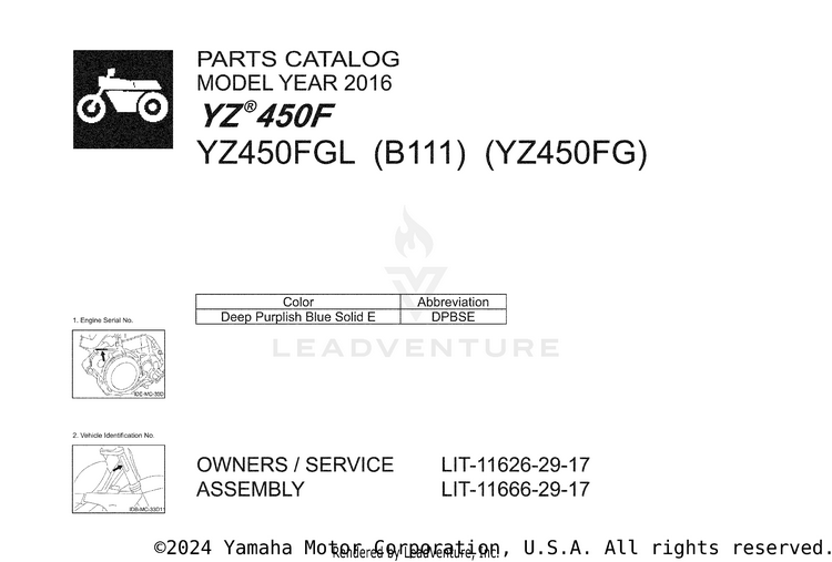 1 Title Page YZ450F - YZ450FGL - 2016 Schematic