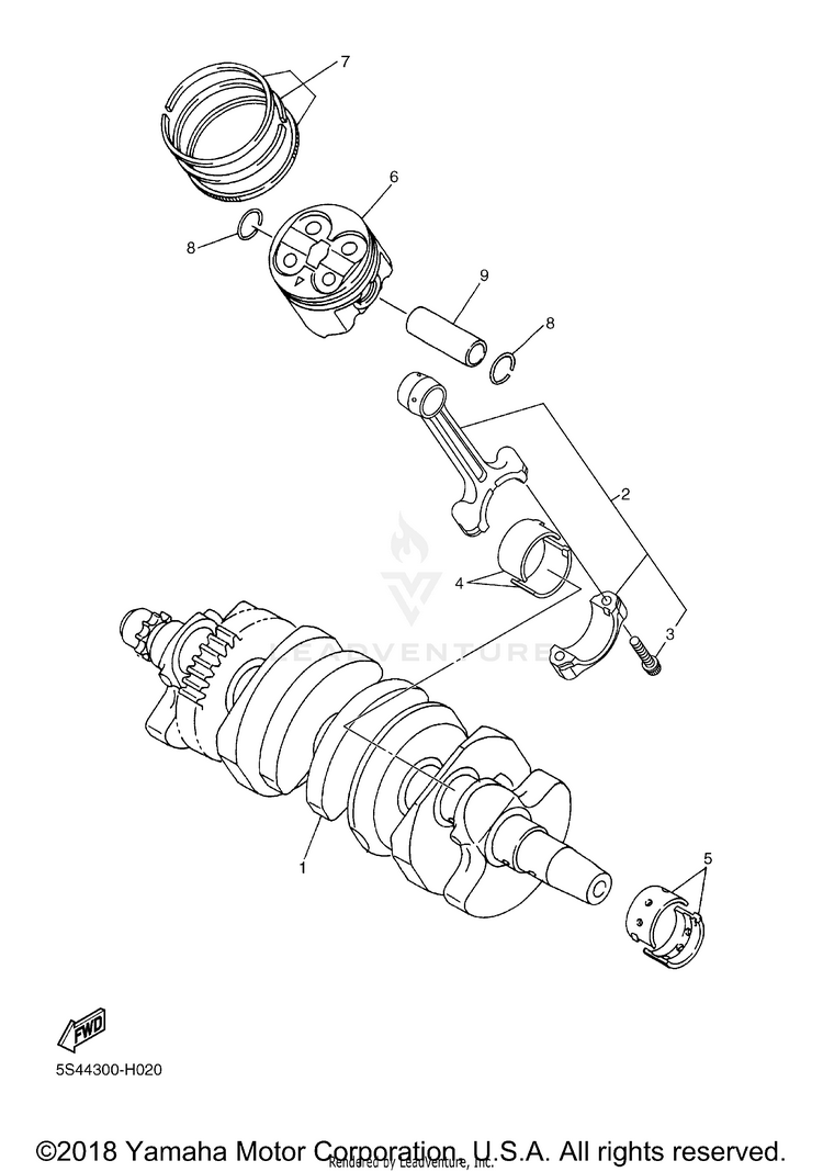 Crankshaft Piston FZ6R - FZ6RACB - 2011 Schematic