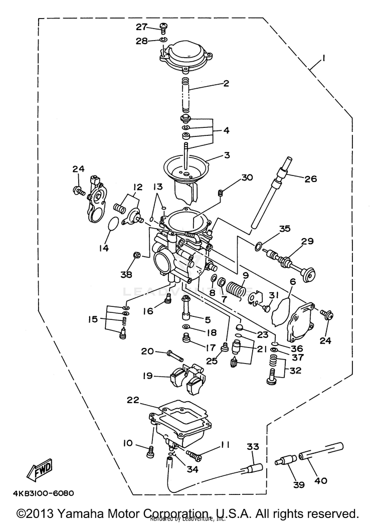Carburetor WOLVERINE 4WD - YFM350FXH - 1996 Schematic