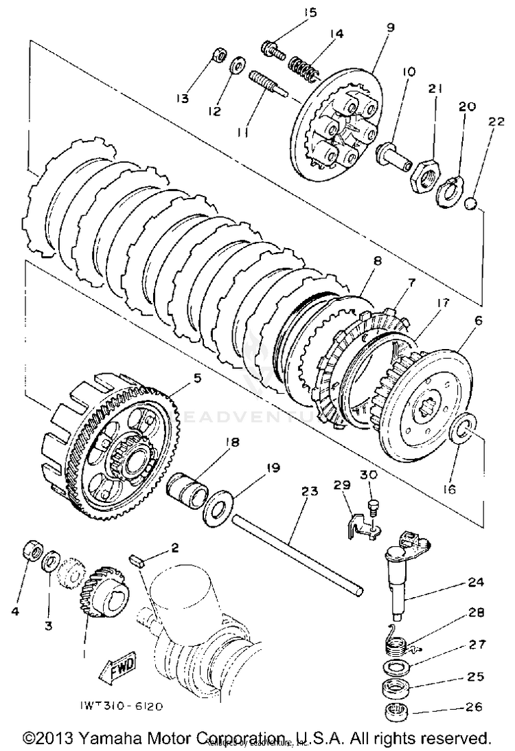 Clutch BANSHEE - YFZ350D - 1992 Schematic