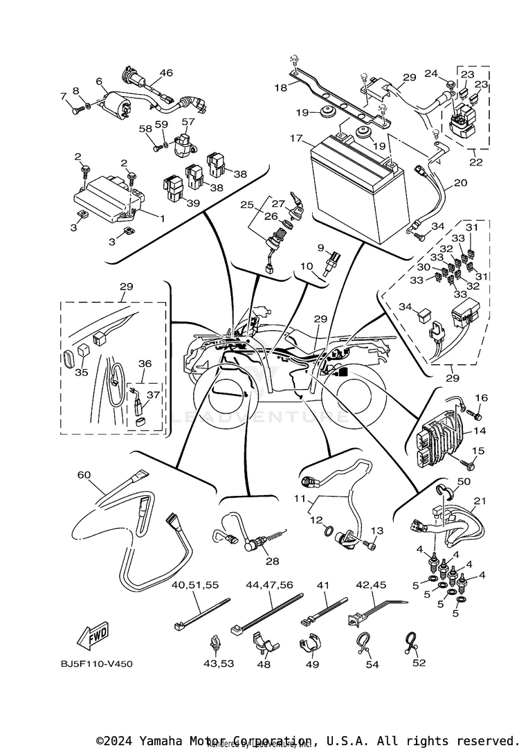 Electrical 1 KODIAK 450 - YFM45KDXMG - 2021 Schematic