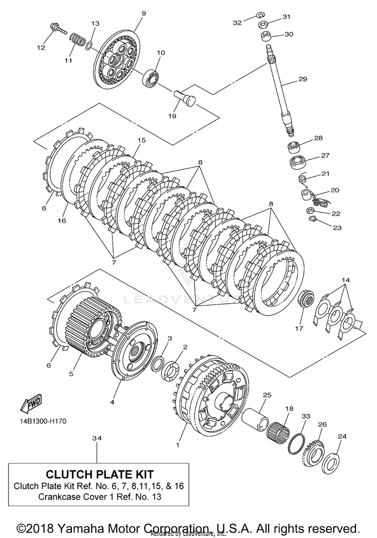 Clutch YZFR1 - YZFR1BCB - 2012 Schematic