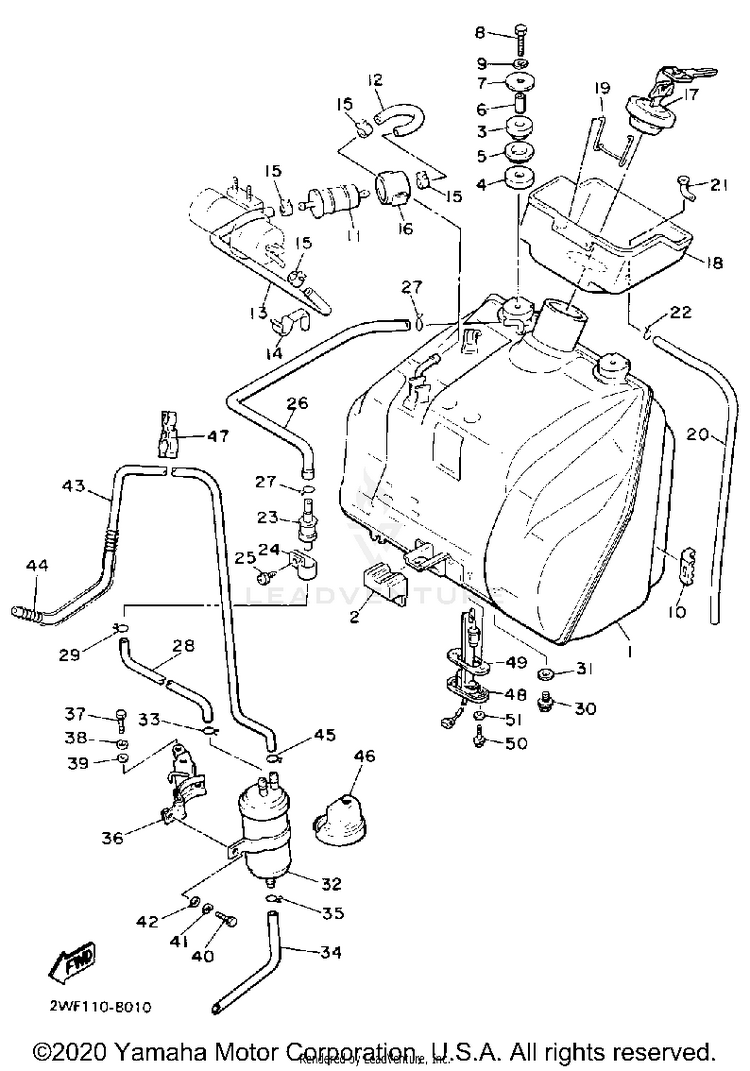 Fuel Tank Non California Model Schematic