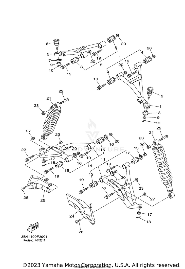 Front Suspension Wheel GRIZZLY 700 - YFM7FGXGR - 2008 Schematic