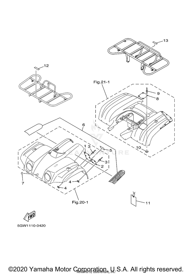 Emblem Label 1 BIG BEAR 2WD YFM400H - YFM400HN - 2001 Schematic