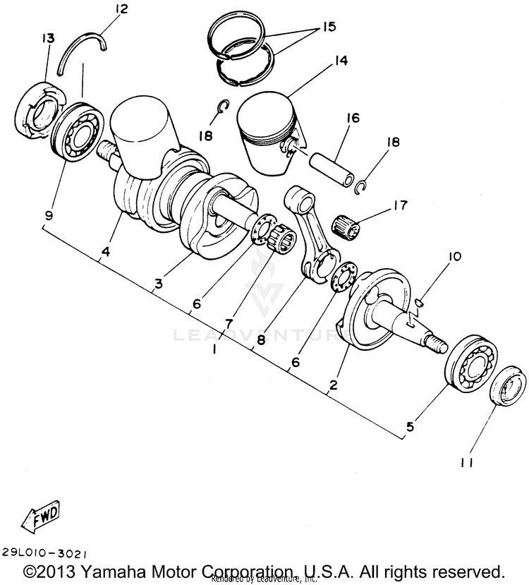 Crankshaft - Piston BANSHEE - YFZ350F - 1994 Schematic
