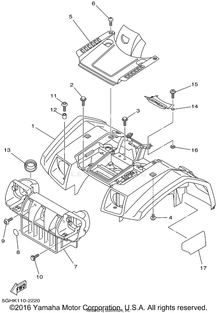 Front Fender KODIAK 4WD - YFM400FAP - 2002 Schematic