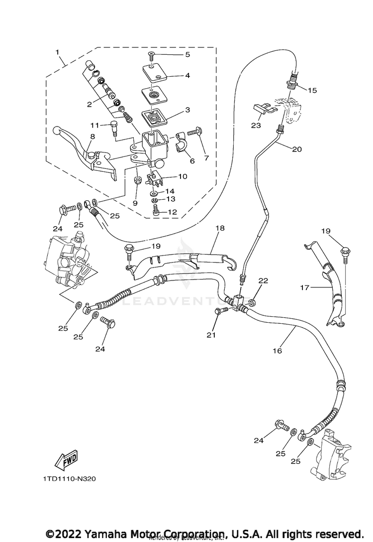 Front Master Cylinder YFZ450R SE - YFZ45YSSNB - 2022 Schematic
