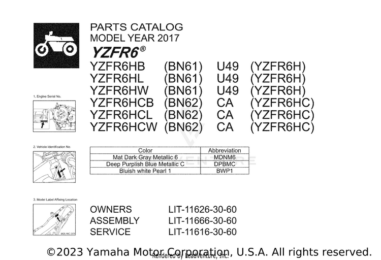 1 Title Page YZF-R6 - YZFR6HCB - 2017 Schematic