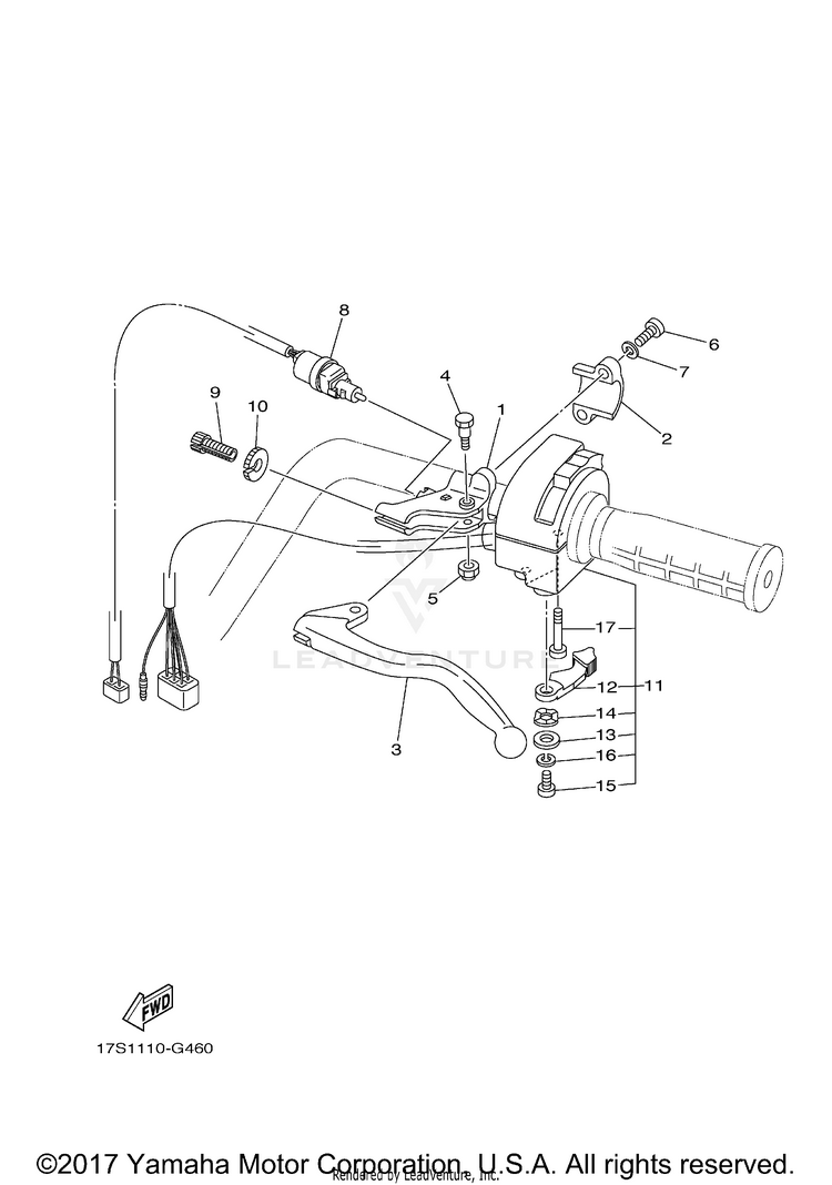 Handle Switch Lever GRIZZLY 450 4WD - YFM45FGYB - 2009 Schematic