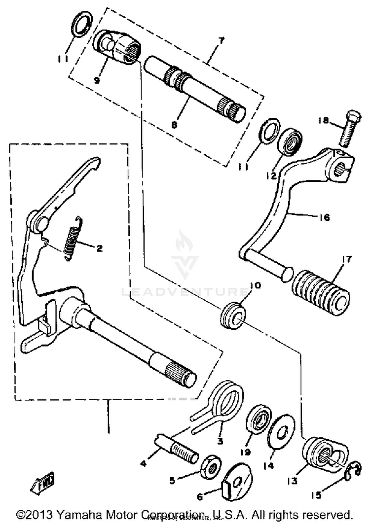 Shift Shaft - Pedal Mx100h - J - K Schematic