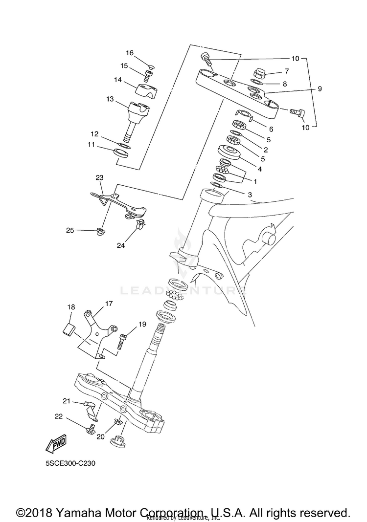 Steering V STAR 650 SILVERADO - XVS65ATXCB - 2008 Schematic