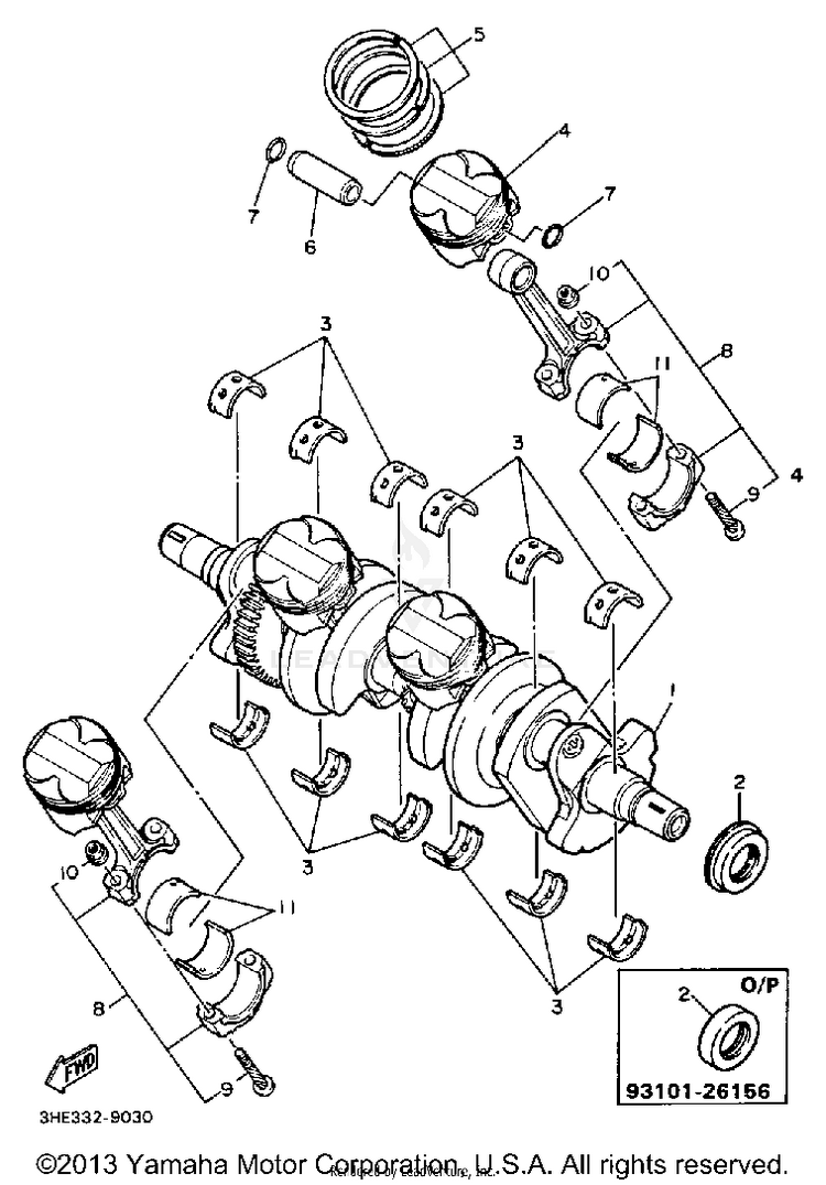 Crankshaft Piston FZR600AC - 1990 Schematic