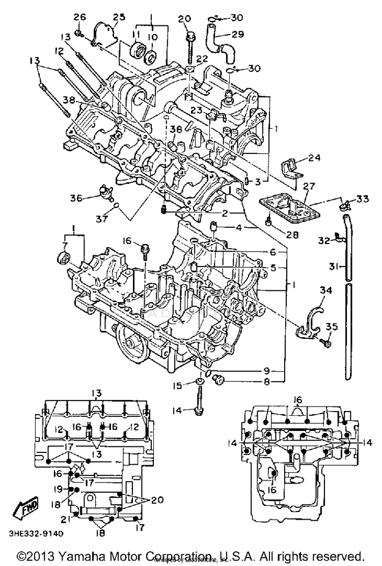 Crankcase FZR600AC - 1990 Schematic