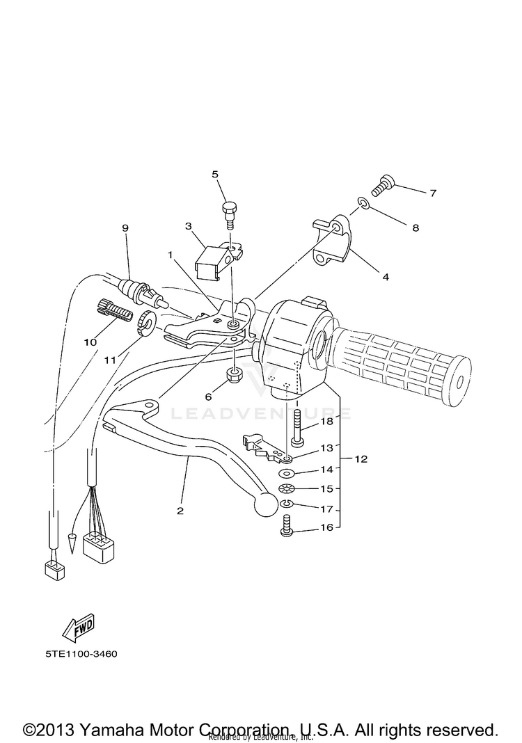 Handle Switch Lever KODIAK 400 4WD - YFM400FAR - 2003 Schematic