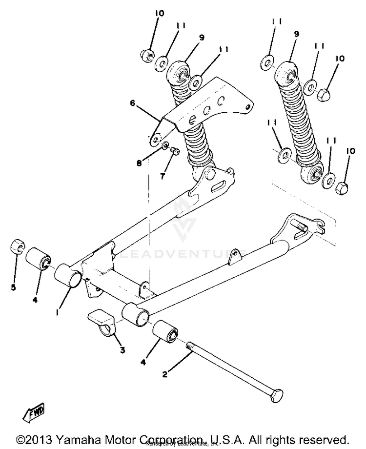 Rear Arm - Rear Cushion - Chain Case Schematic