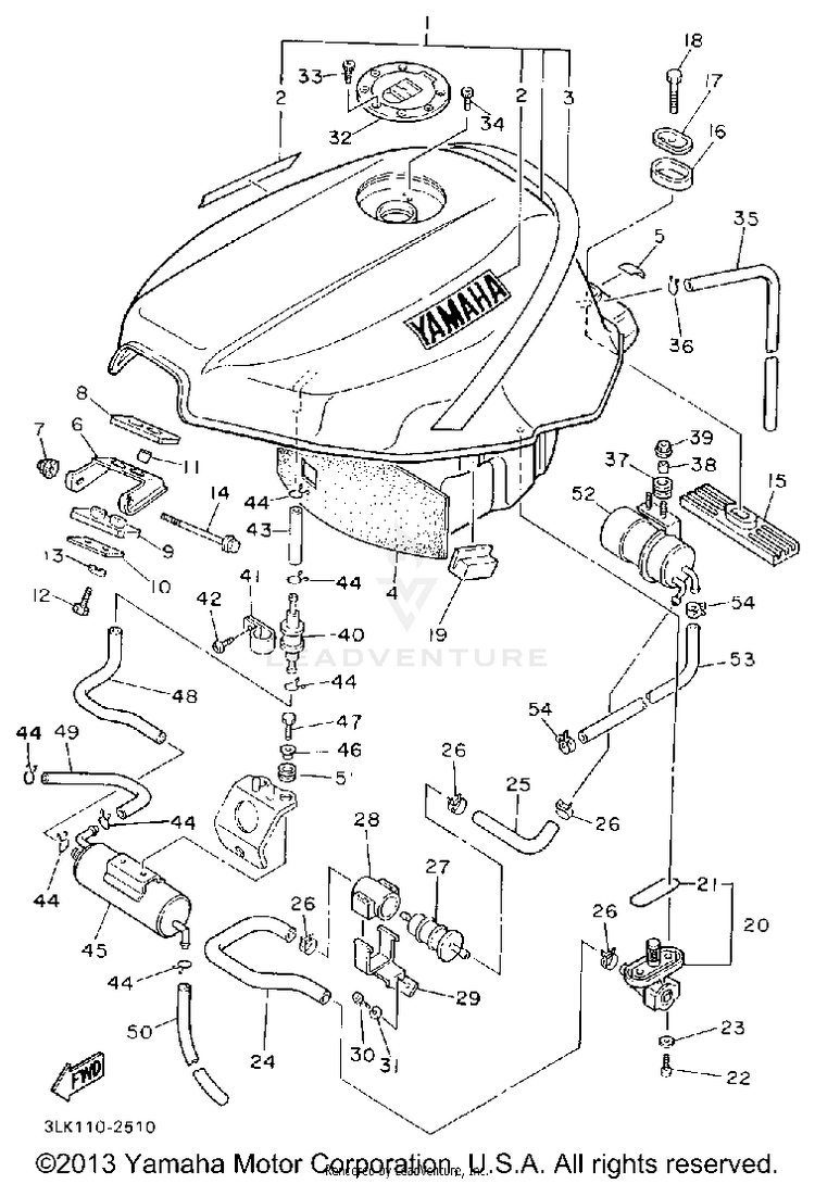 Fuel Tank California Model Only Schematic