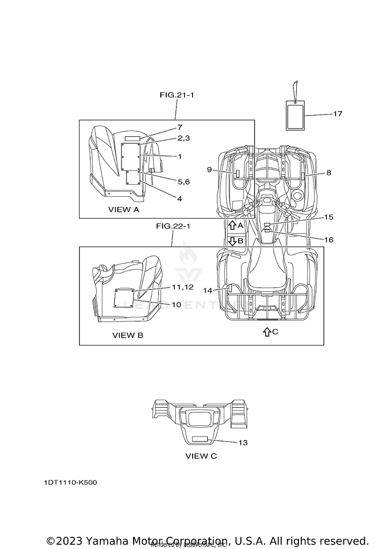 Emblem Label 1 GRIZZLY 700 4WD - YFM7FGAL - 2011 Schematic