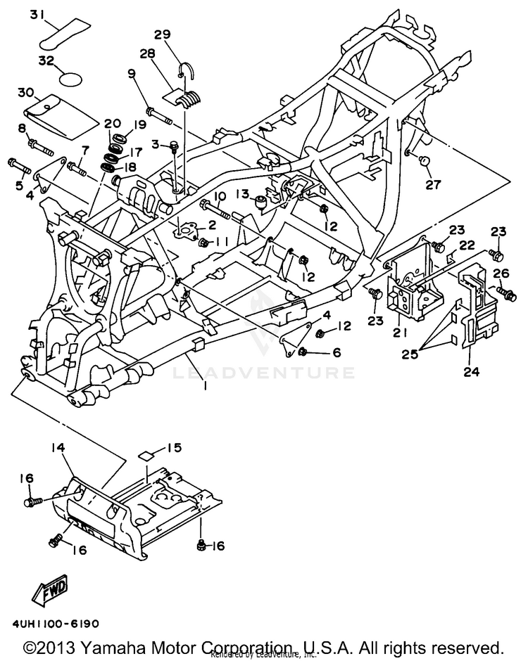 Frame BIG BEAR 2WD - YFM350UH - 1996 Schematic