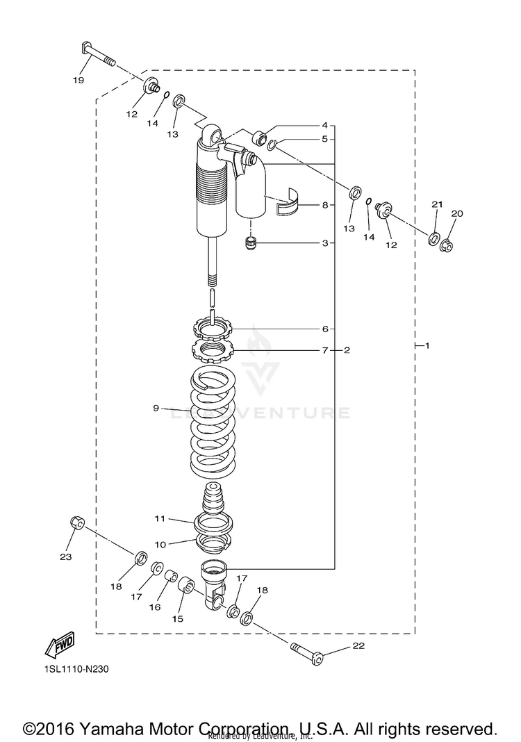 Rear Suspension YZ250F - YZ250FG - 2016 Schematic