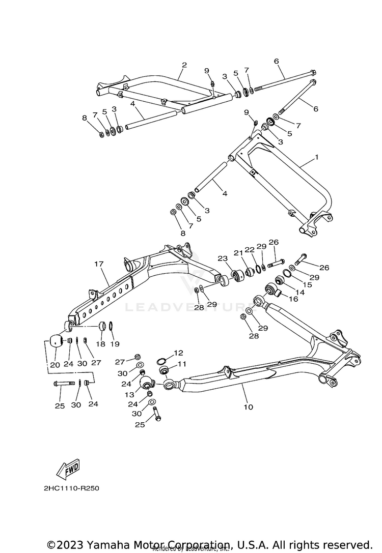 Rear Arm YXZ1000 EPS - YXZ10YPXGL - 2016 Schematic