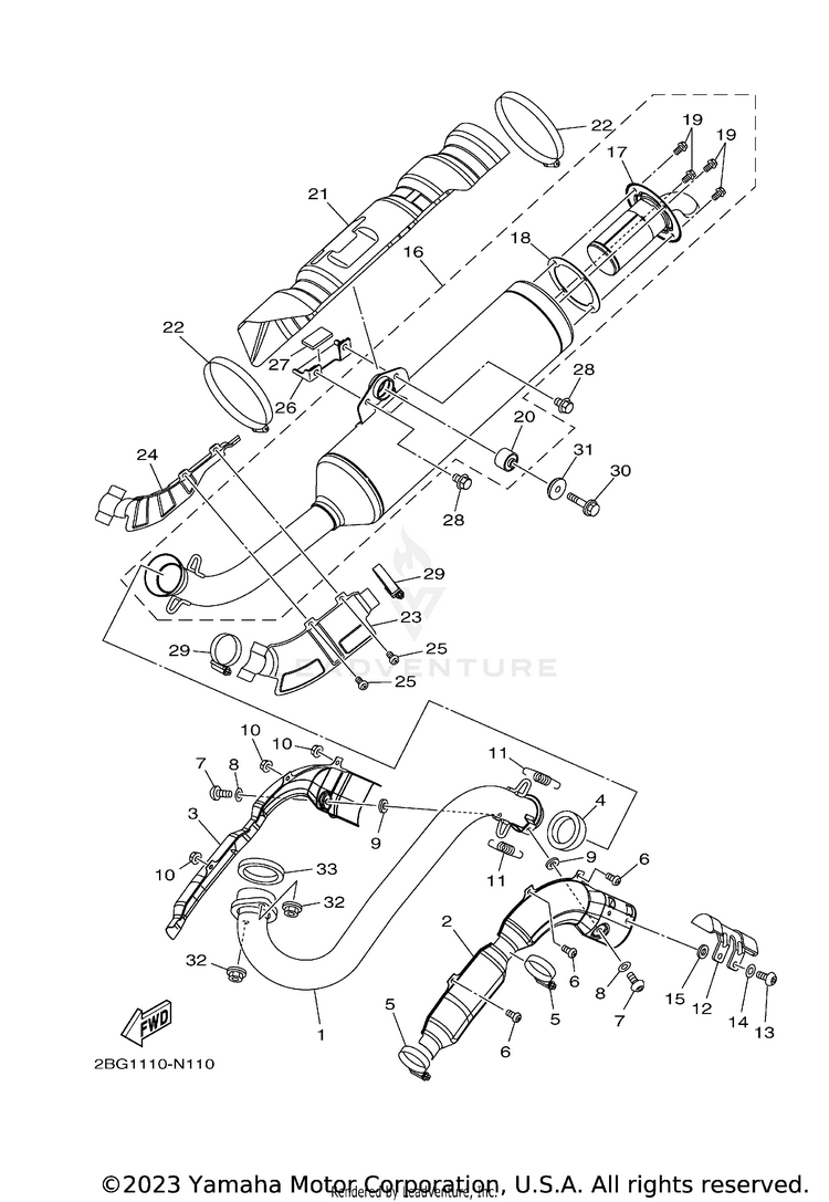 Exhaust KODIAK 700 EPS - YFM70KPAPG - 2023 Schematic