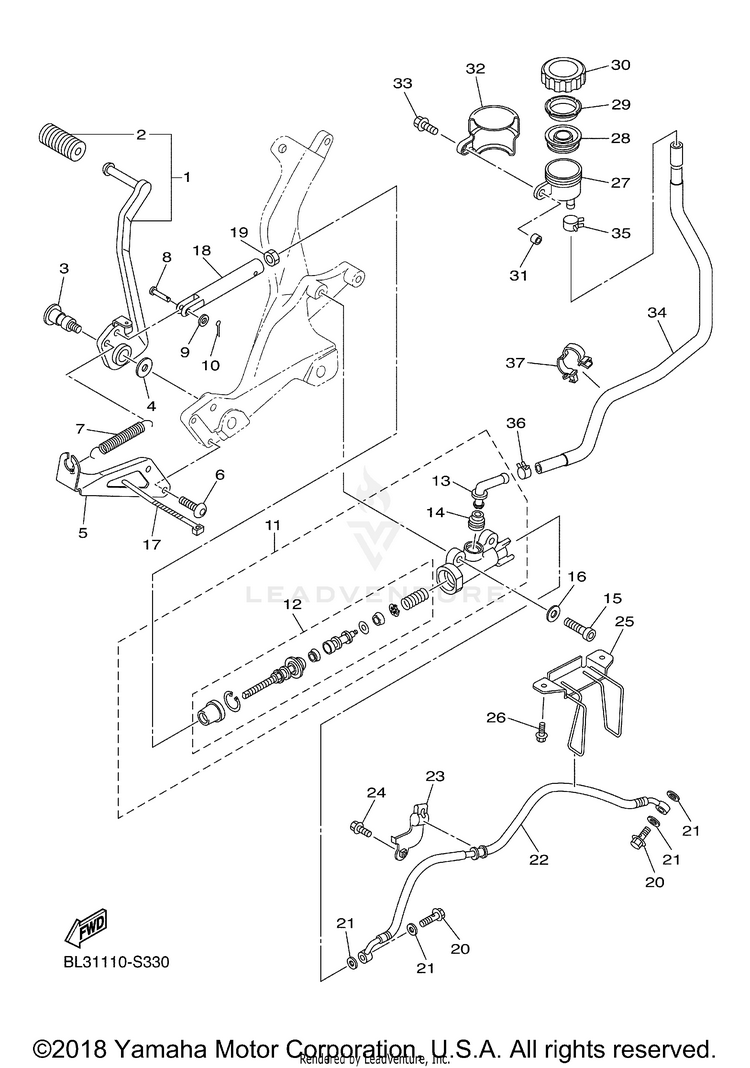 Rear Master Cylinder SR950 - SCR95HCGY - 2017 Schematic