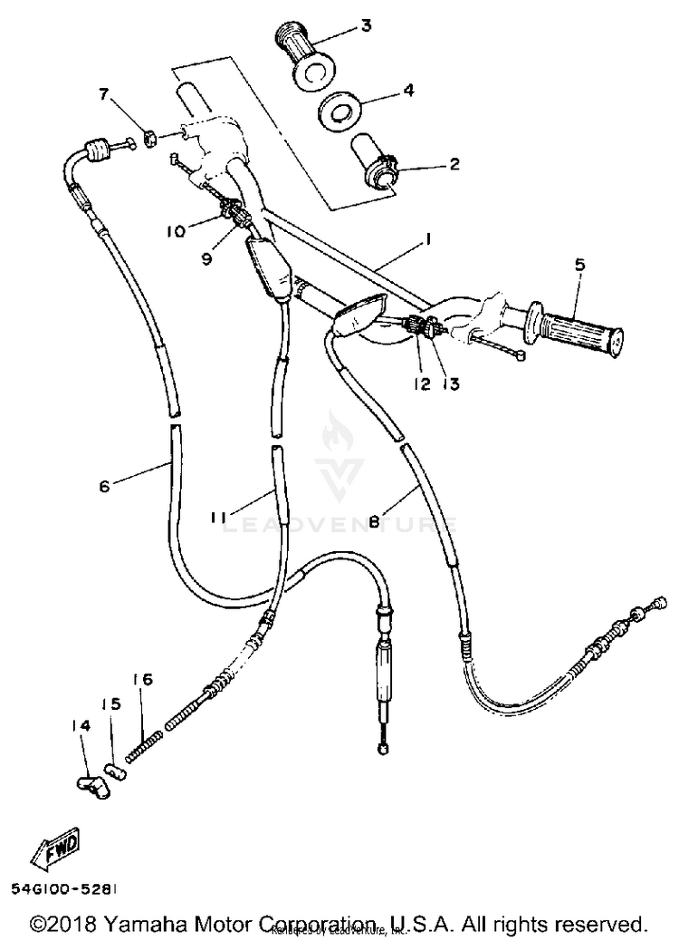 Handlebar - Cable BIG WHEEL - BW200S - 1986 Schematic