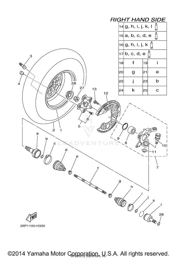 Front Wheel 2 GRIZZLY 700 FI 4WD - YFM7FGZB - 2010 Schematic