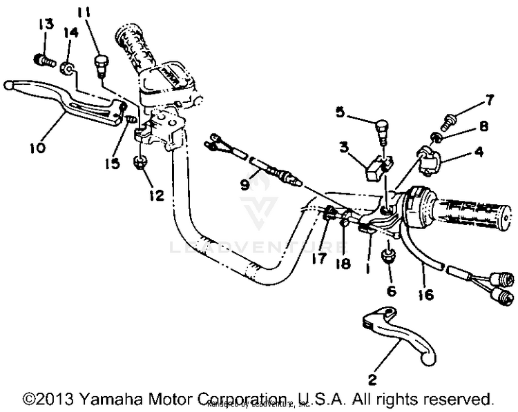 Handle Switch - Lever BIG BEAR 4WD - YFM350FWD - 1992 Schematic