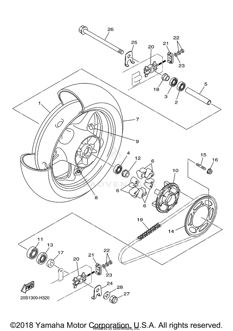 Rear Wheel FZ6R - FZ6RYCW - 2009 Schematic