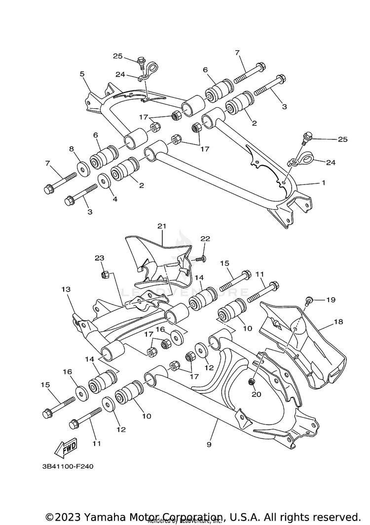 Rear Arm GRIZZLY 700 - YFM7FGXGR - 2008 Schematic