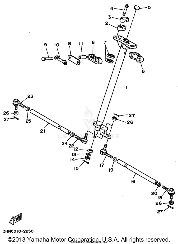 Steering BIG BEAR 4WD - YFM350FWG_ - 1995 Schematic