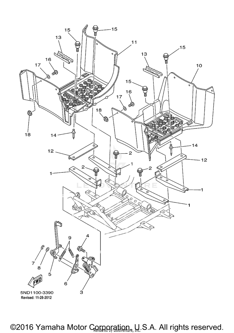 Stand Footrest KODIAK 400 4WD - YFM4FAV - 2006 Schematic