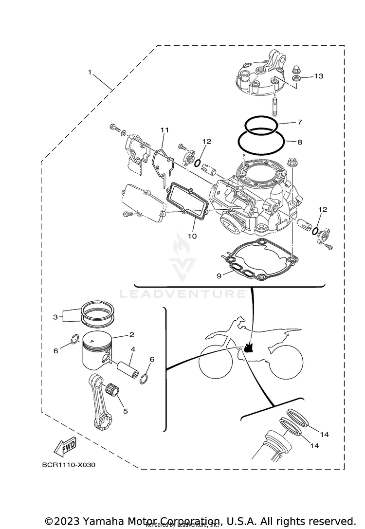 4 Piston Rebuilt Kit Schematic