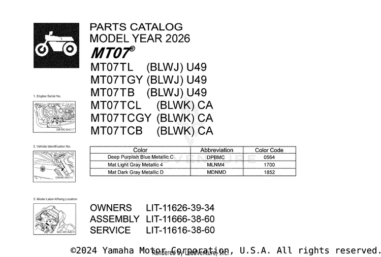 1 Title Page MT07 - MT07TCB - 2026 Schematic