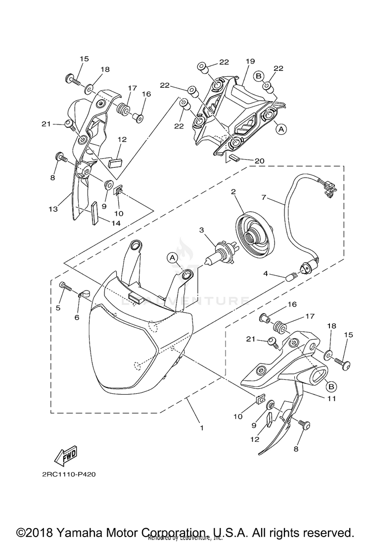 Headlight FZ07 - FZ07GCGY - 2016 Schematic