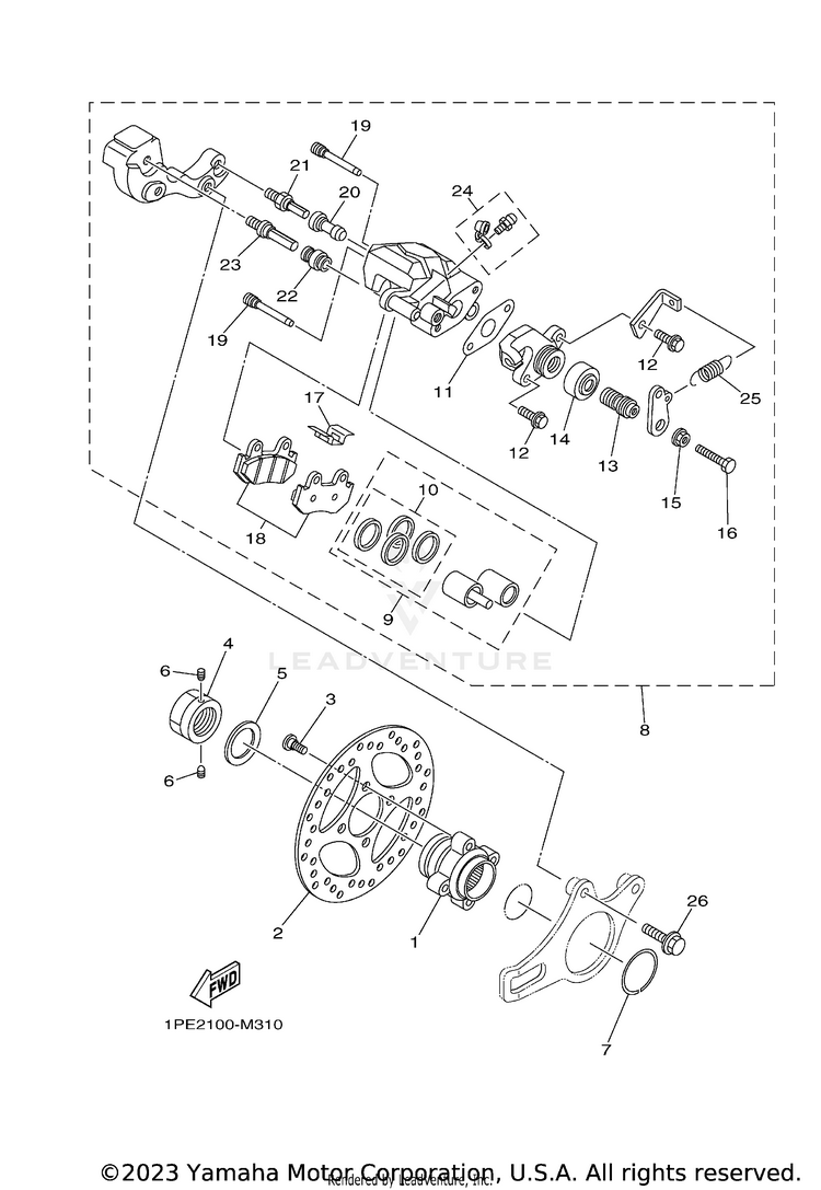 Rear Brake Caliper RAPTOR 700R SE CAL - YFM70RCCRB - 2024 Schematic