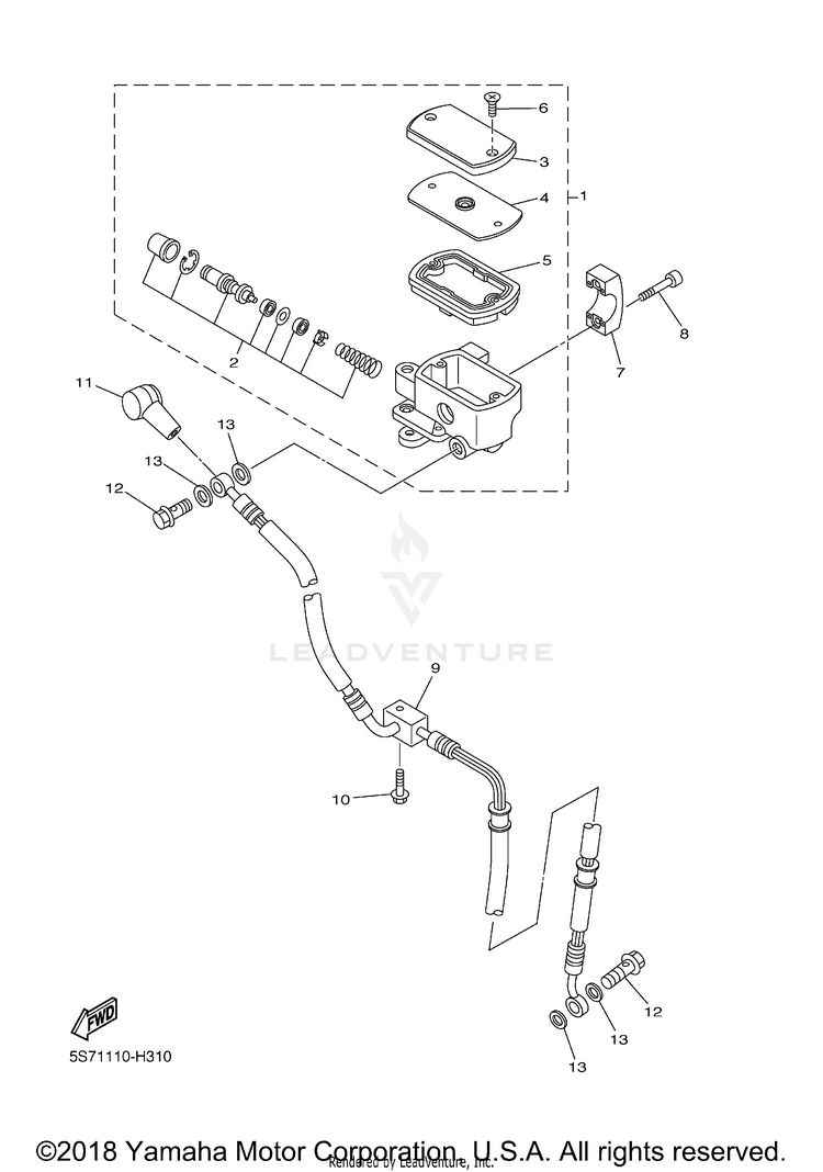 Front Master Cylinder V STAR 950 TOURER - XVS95CTACB - 2011 Schematic