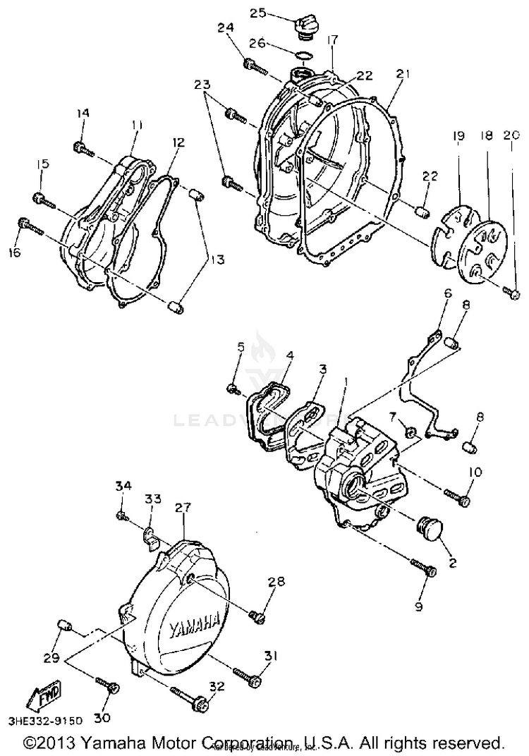 Crankcase Cover 1 FZR600RAC - 1990 Schematic