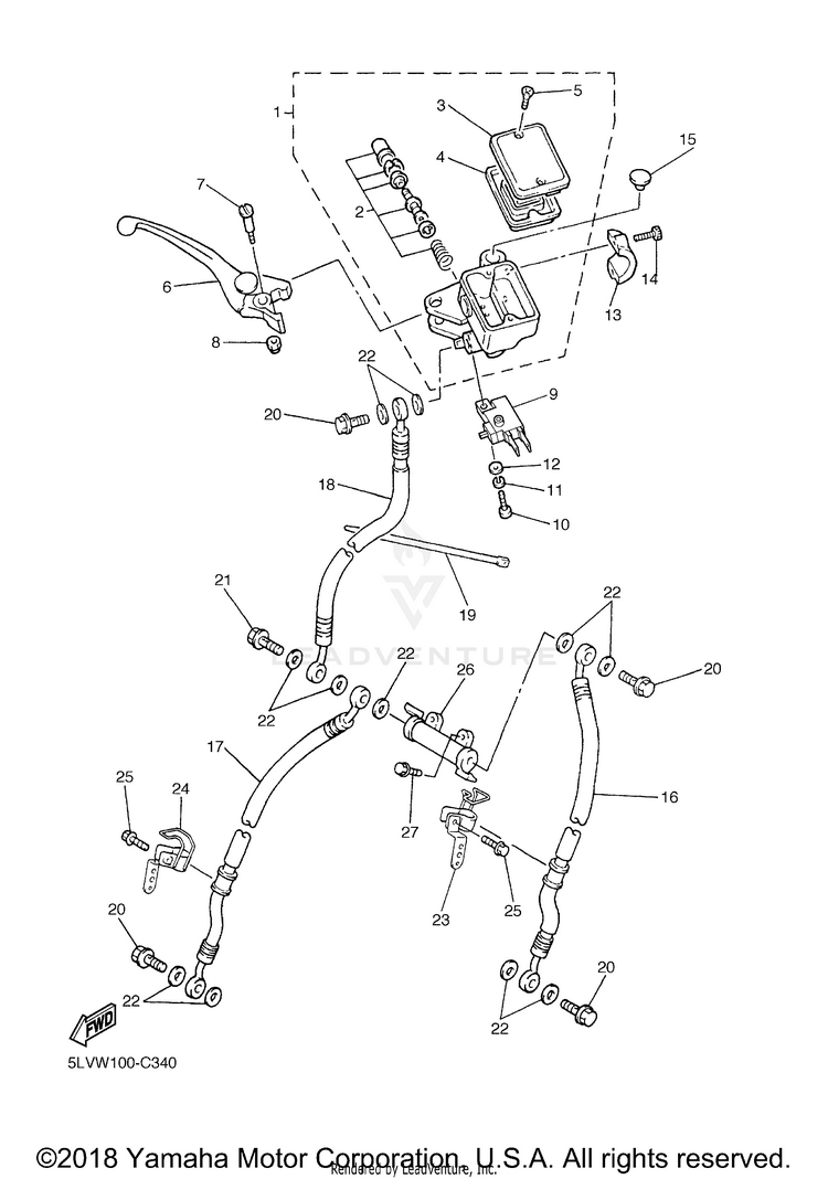 Front Master Cylinder FZ1 - FZS1TC - 2005 Schematic